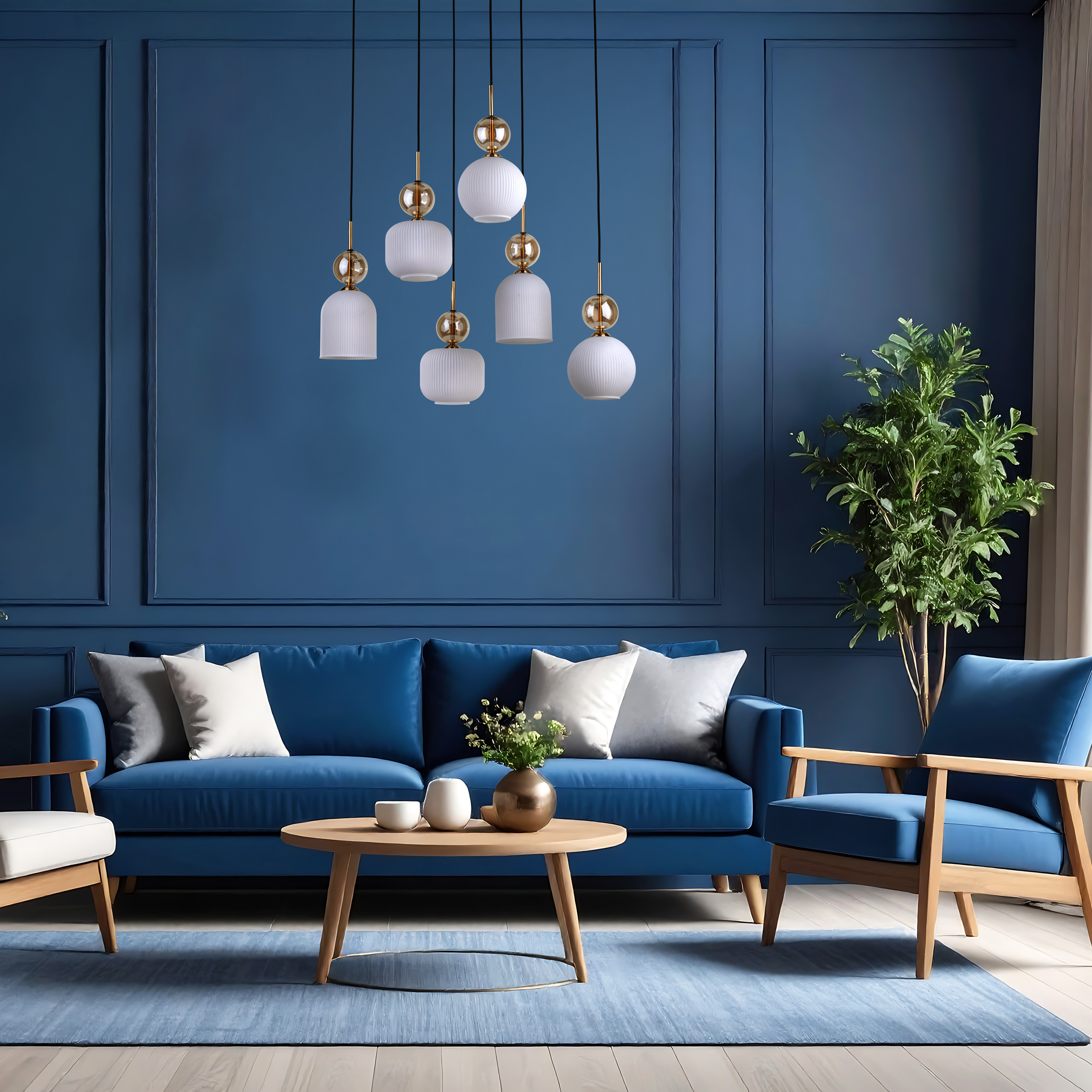 SOPHIA COGNAC WHITE LAMPA WISZĄCA 6XE14 - obrazek 2