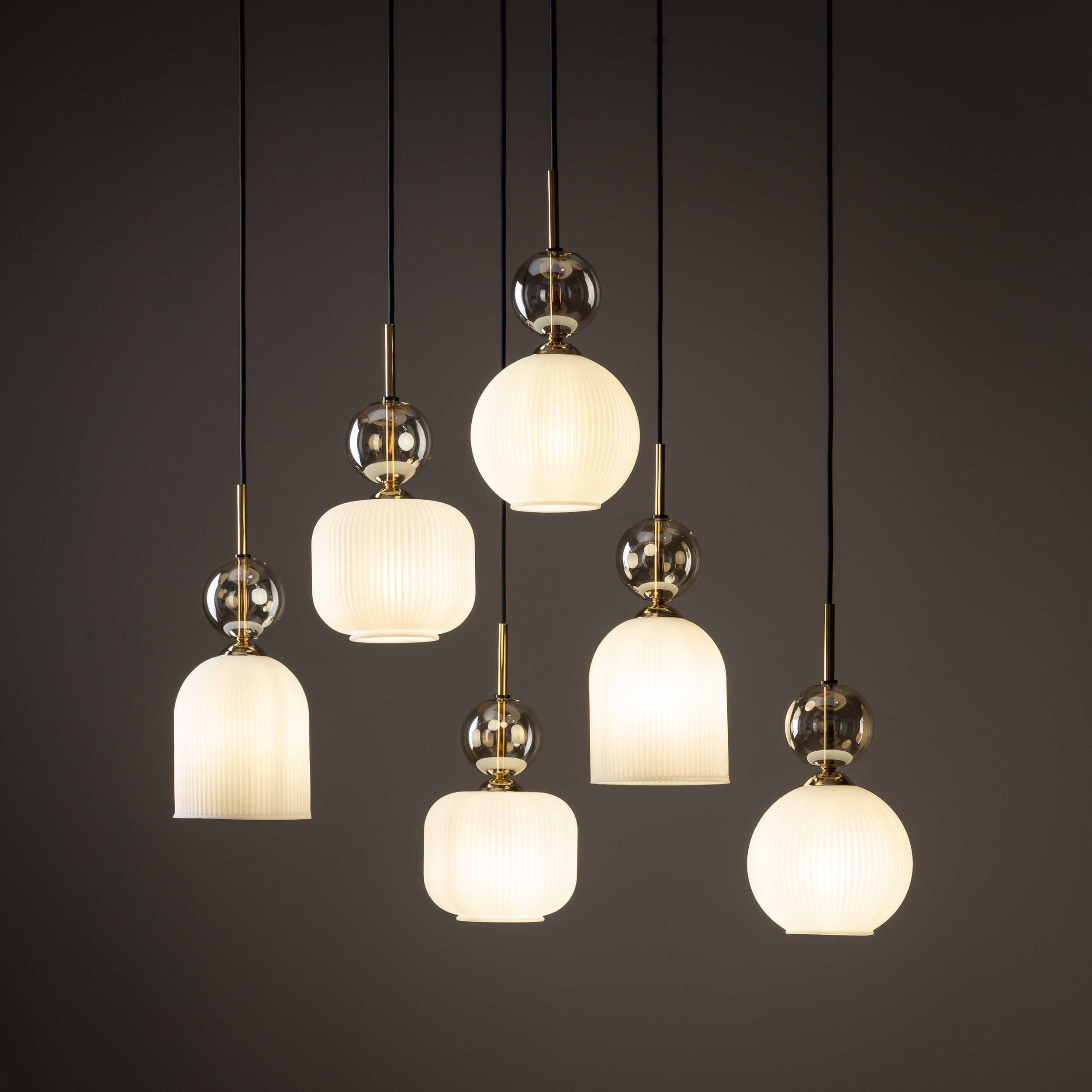 SOPHIA COGNAC WHITE LAMPA WISZĄCA 6XE14 - obrazek 3