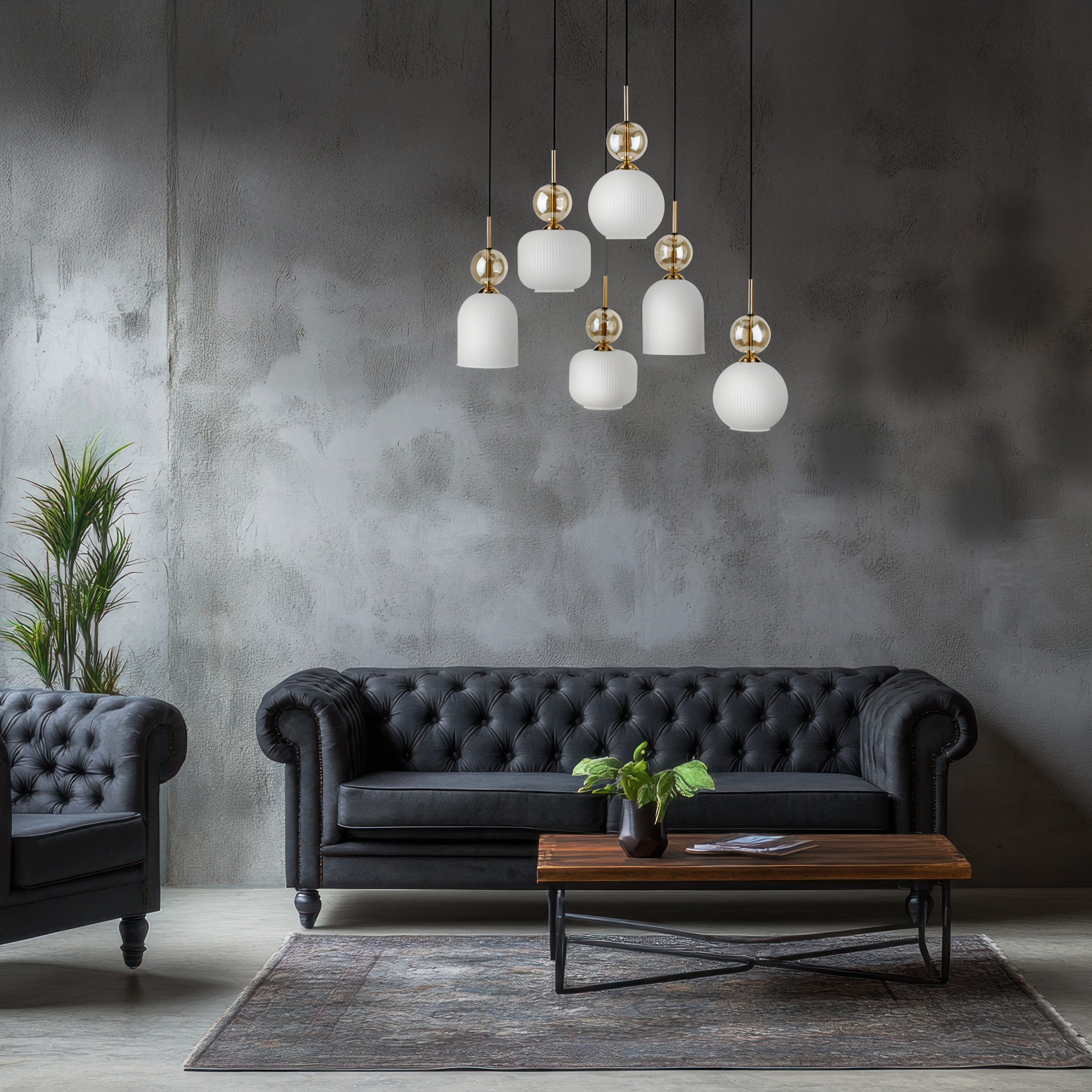 SOPHIA COGNAC WHITE LAMPA WISZĄCA 6XE14 - obrazek 4