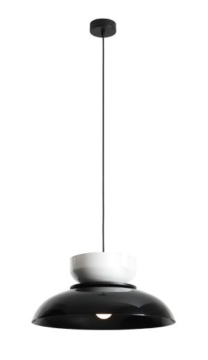 LAMPA WISZĄCA ALDO DARK BLACK GLOSS + WHITE GLOSS (47+ 23+ wood)