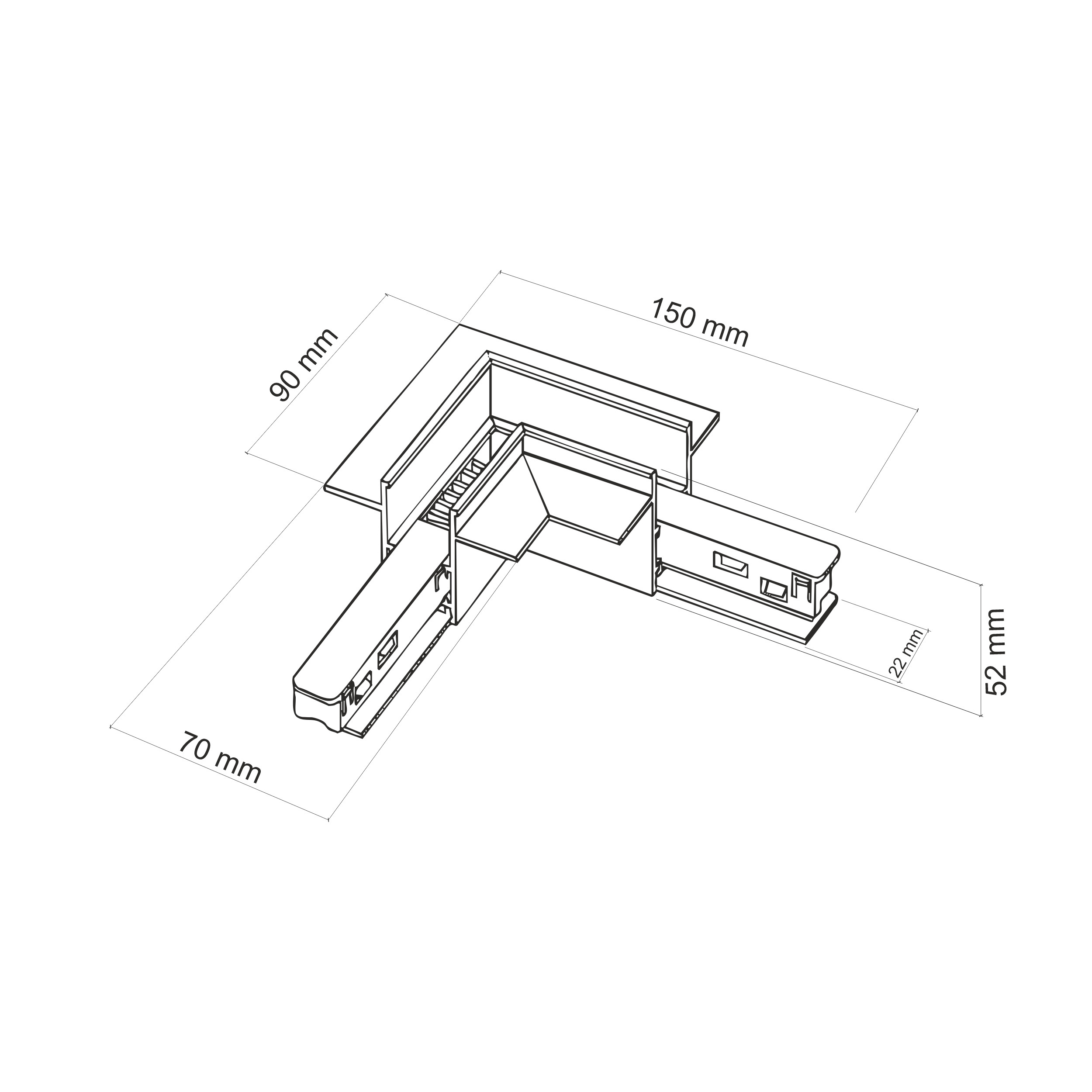 MAGNETIC EASY ŁĄCZNIK TYPU L+ FLEX BLACK DO SZYNY PODTYNKOWEJ - obrazek 2