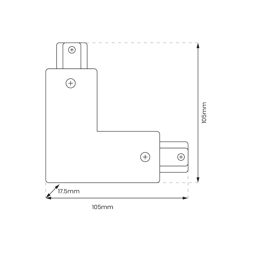 Łącznik L Track Czarny 1-Obwodowy + zasilanie centralne v2.0 - obrazek 2