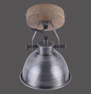 11981-77 SAMIA LAMPA SUFITOWA STALOWY/DREWNO