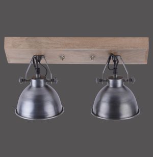 11982-77 SAMIA LAMPA SUFITOWA STALOWY/DREWNO