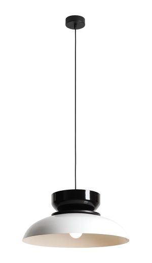 LAMPA WISZĄCA ALDO DARK WHITE GLOSS + BLACK GLOSS (47+ 23+ wood)