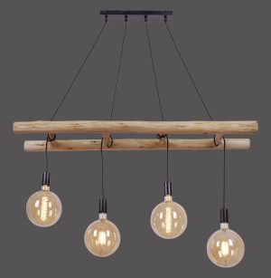 15025-18 EDGAR LAMPA WISZĄCA CZARNY/DREWNO