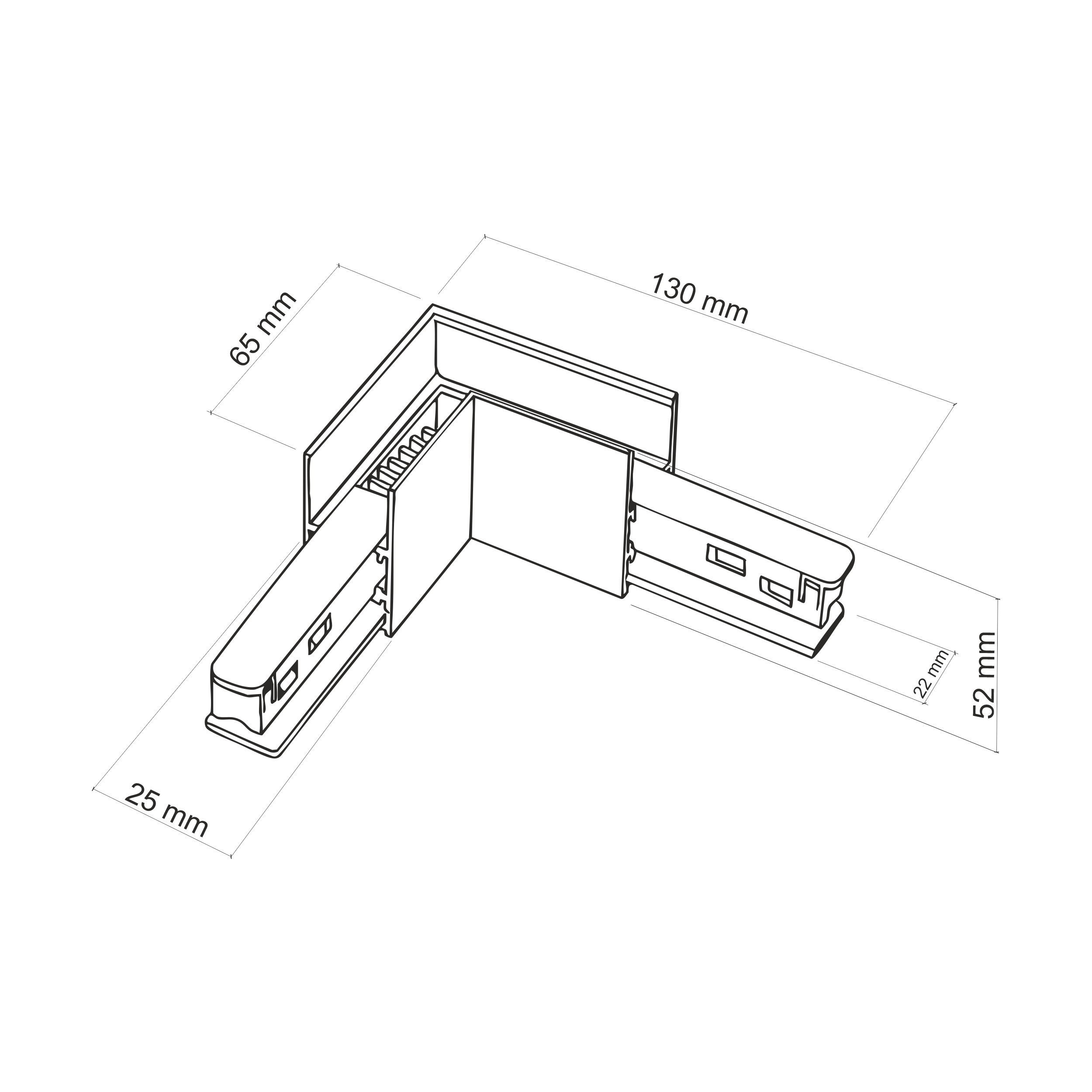 MAGNETIC EASY ŁĄCZNIK L+ FLEX  BLACK DO SZYNY NATYNKOWEJ - obrazek 2