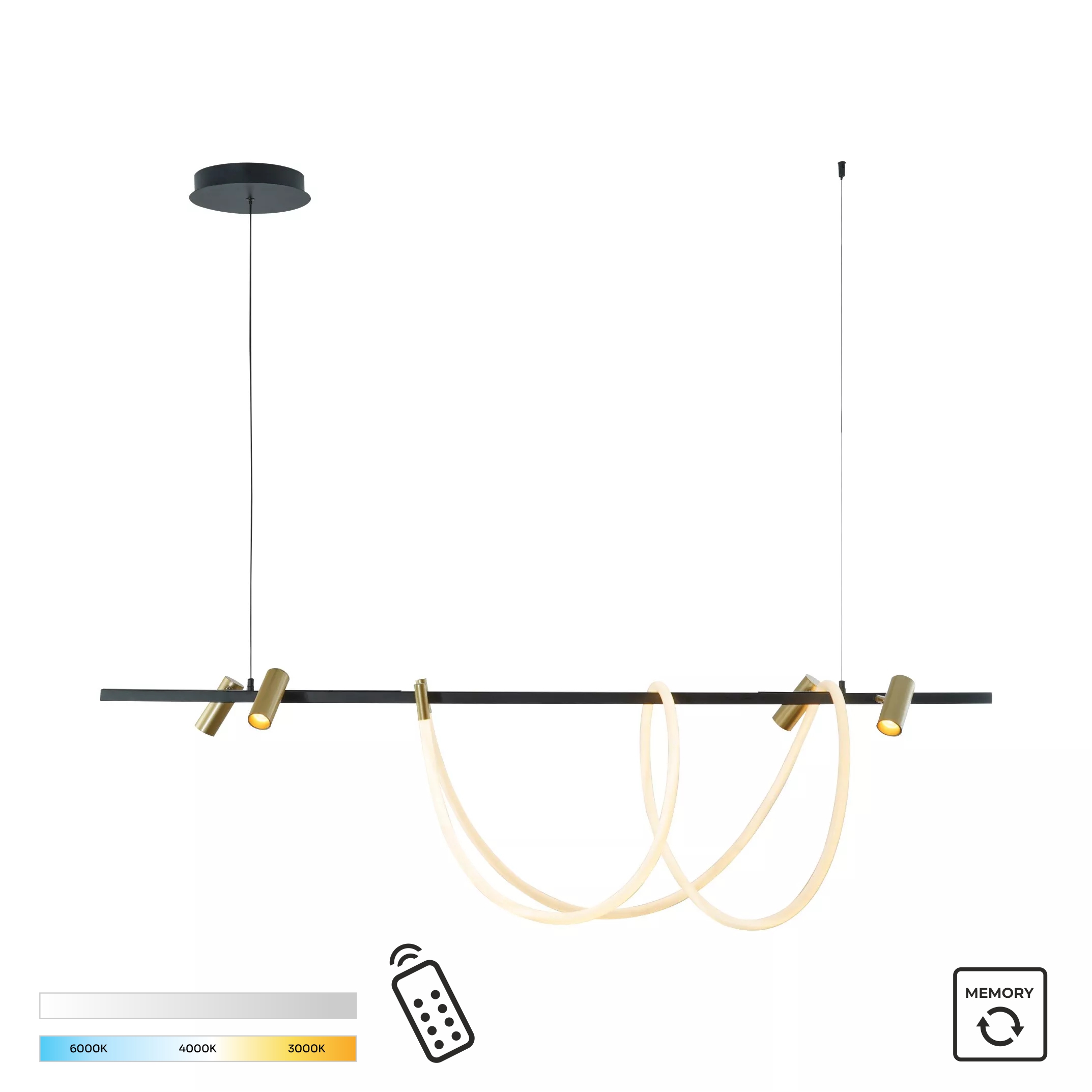 2200277L BALBO LAMPA WISZĄCA ZŁOTA-CZARNA/GOLD-BLACK
