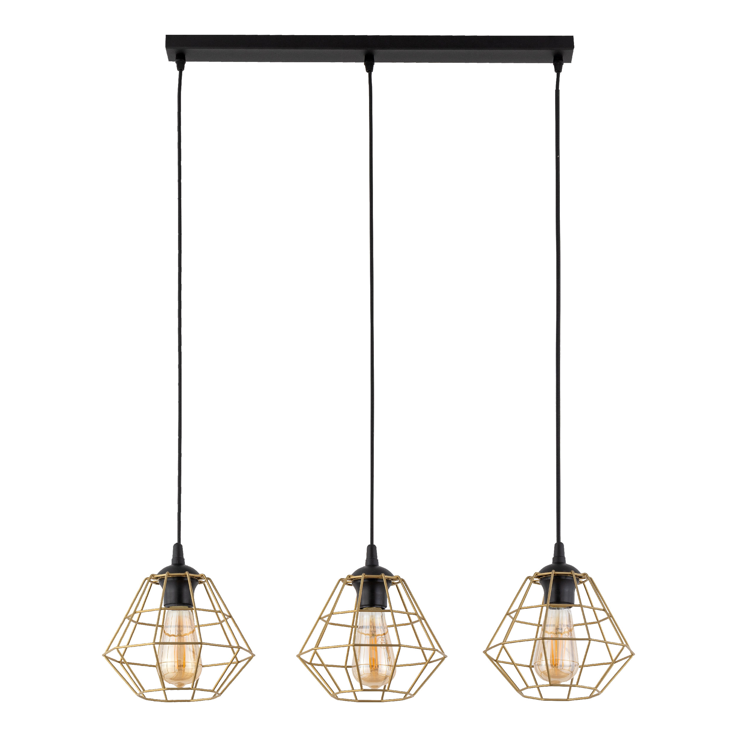 DIAMOND NEW BLACK/GOLD LAMPA WISZĄCA 3 LISTWA