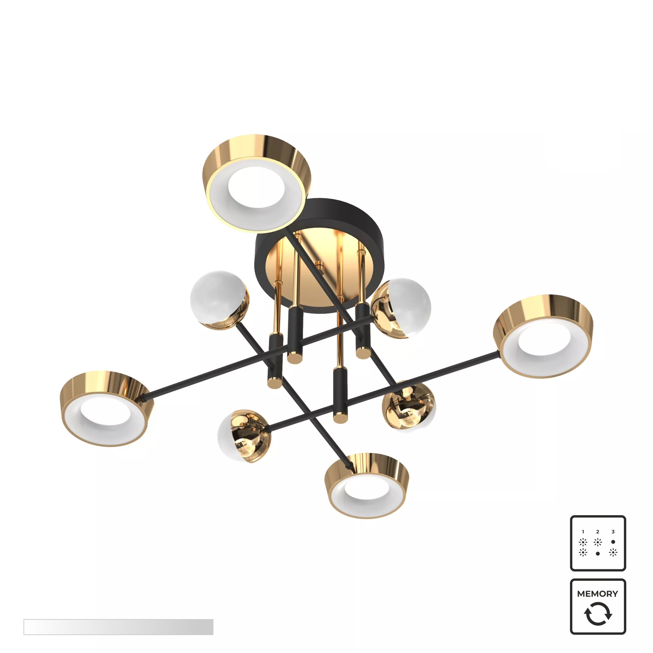 MX7170-8-3BGT LARA LAMPA SUFITOWA CZARNO-ZŁOTA/BLACK-GOLD