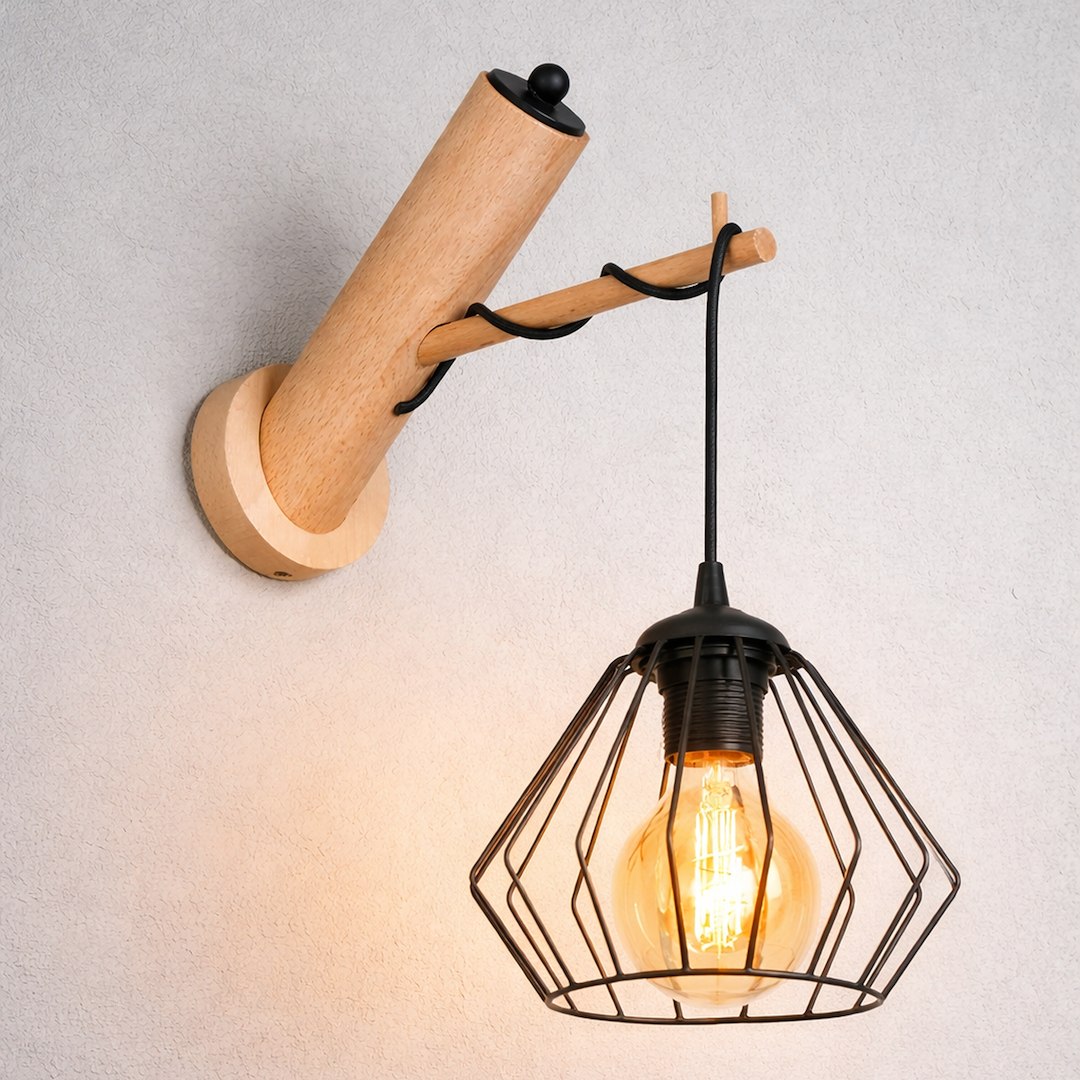 KINKIET WOODY BLACK 1xE27