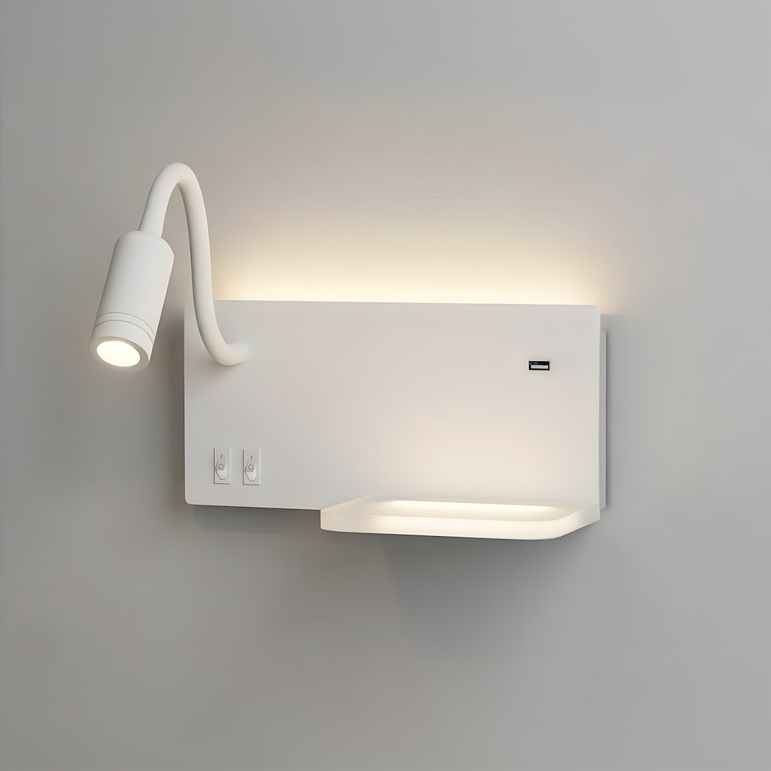 Lampa nocna z półką Shelf Led 4W+5W+2W lewa Biały