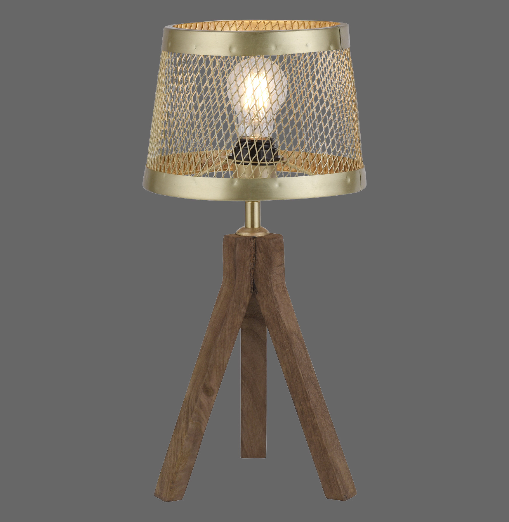 11423-60 LAMPA STOŁOWA FREDERIK MATOWY MOSIĄDZ/DREWNO