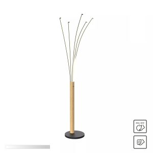 ML4767-3BMD VELDEN LAMPA PODŁOGOWA CZARNA-DREWNO/BLACK-WOOD