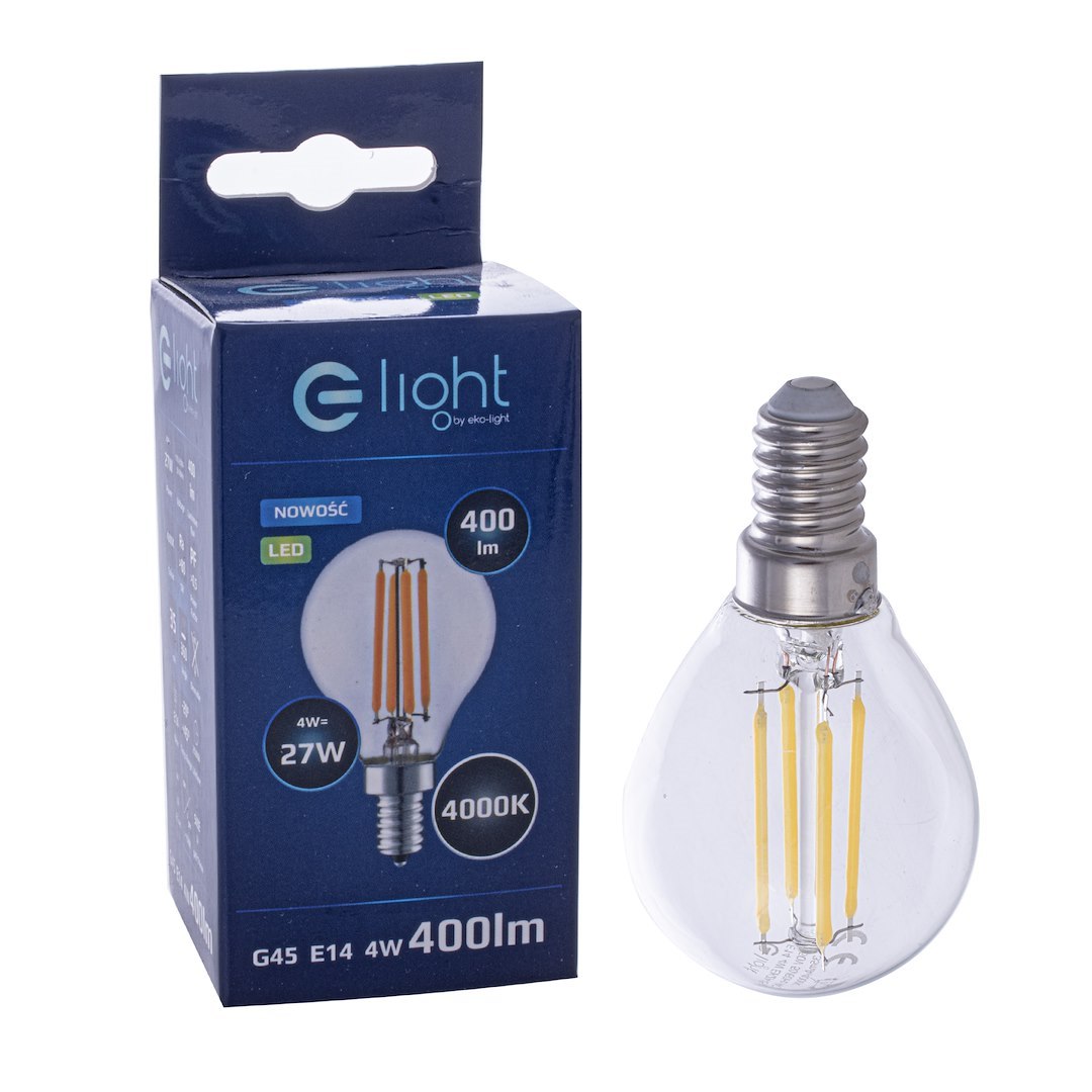 Żarówka Filamentowa LED 4W G45 E14 4000K - obrazek 3