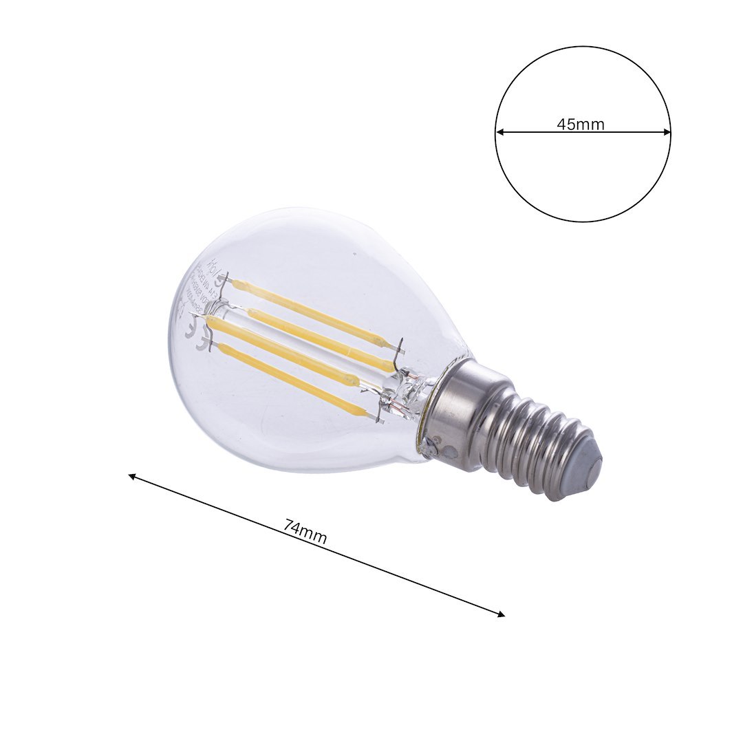 Żarówka Filamentowa LED 4W G45 E14 4000K - obrazek 7
