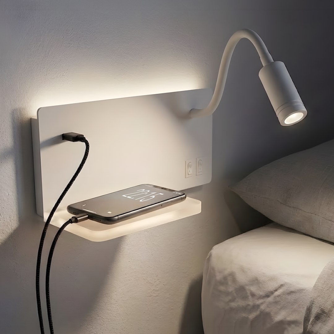 Lampa nocna z półką Shelf Led 4W+5W+2W prawa Biały - obrazek 2