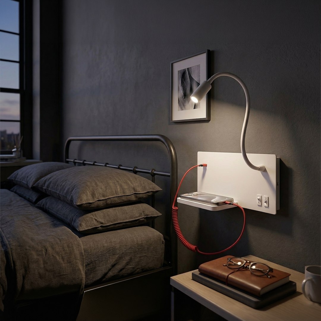 Lampa nocna z półką Shelf Led 4W+5W+2W prawa Biały - obrazek 4