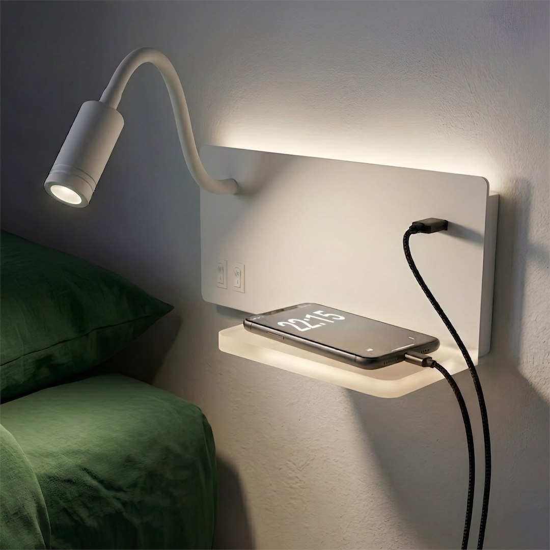 Lampa nocna z półką Shelf Led 4W+5W+2W lewa Biały - obrazek 2