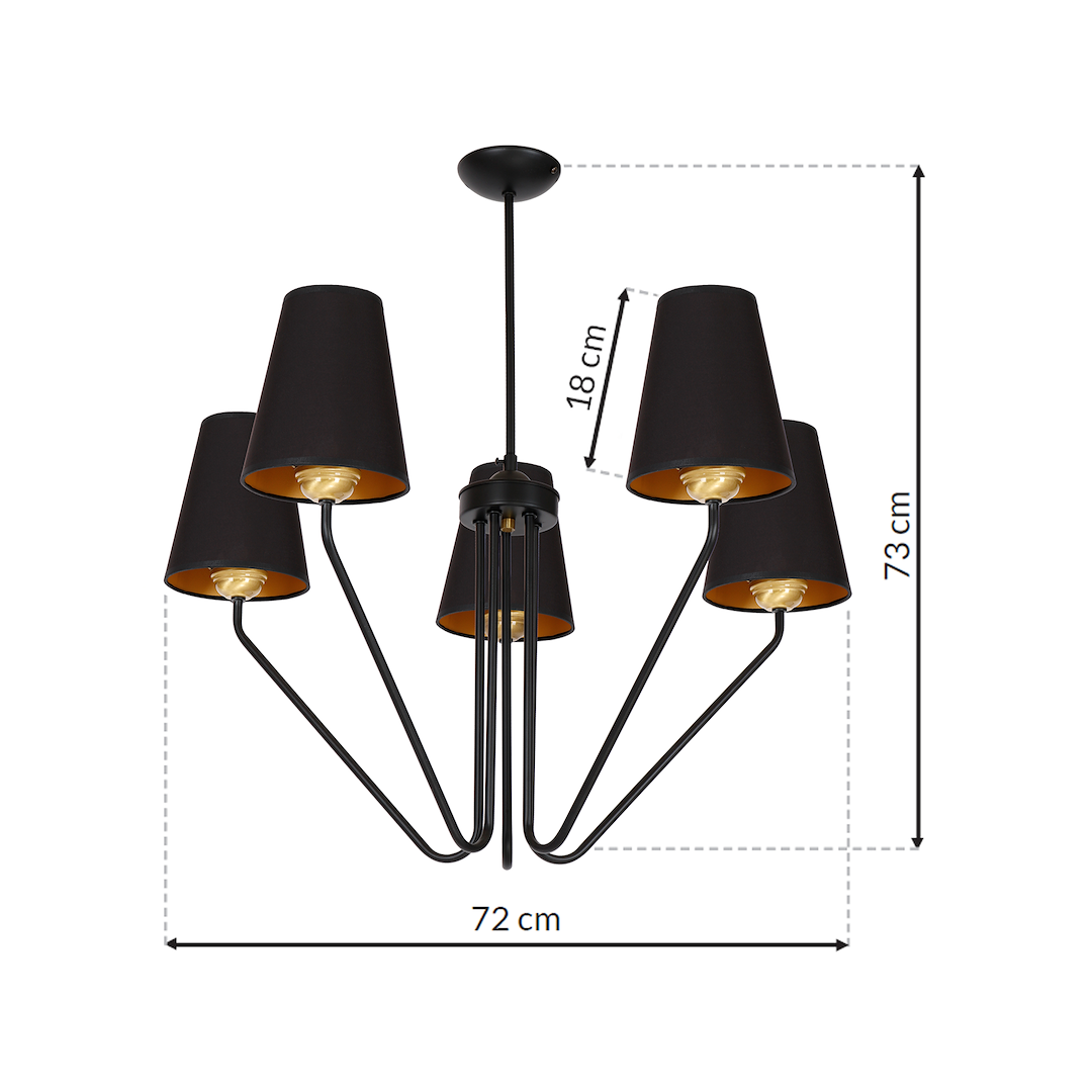 Żyrandol VICTORIA BLACK 5xE27 - obrazek 9