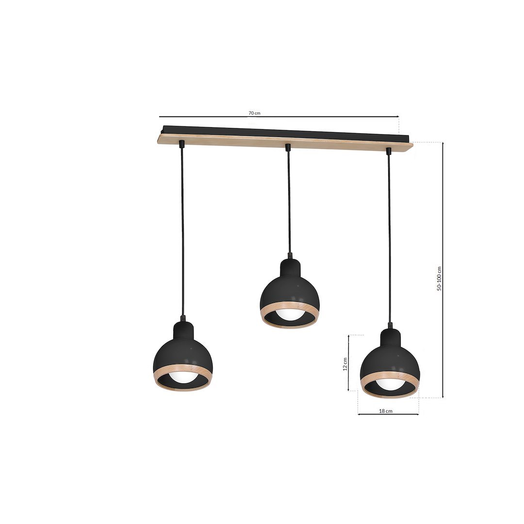Lampa wisząca OVAL BLACK 3xE27 - obrazek 7