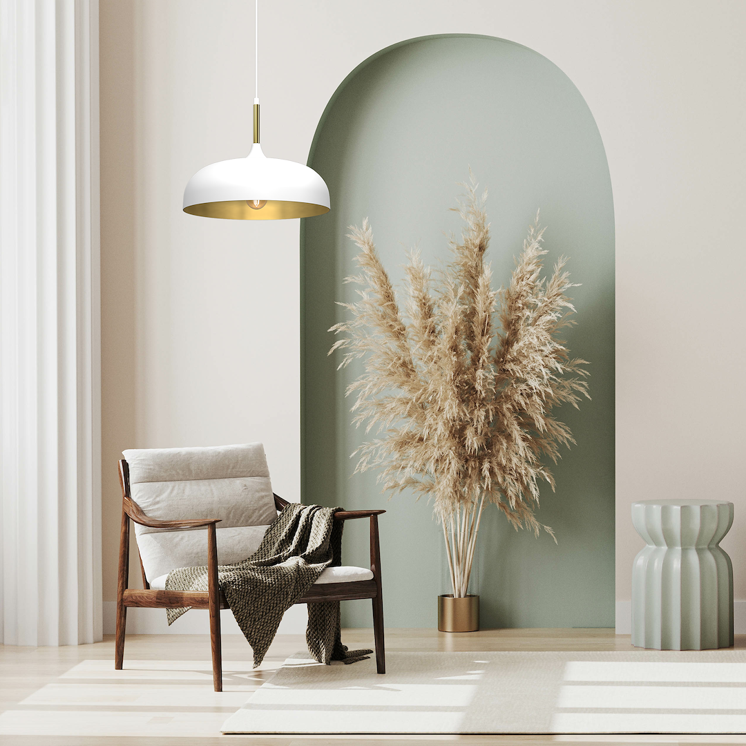 Lampa wisząca Lincoln 1xE27 35cm Biały/Złoty - obrazek 4