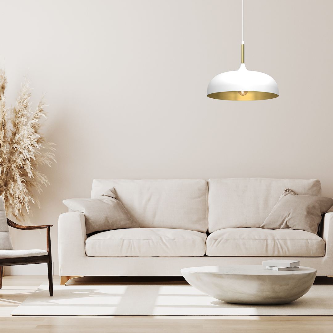 Lampa wisząca Lincoln 1xE27 35cm Biały/Złoty - obrazek 5