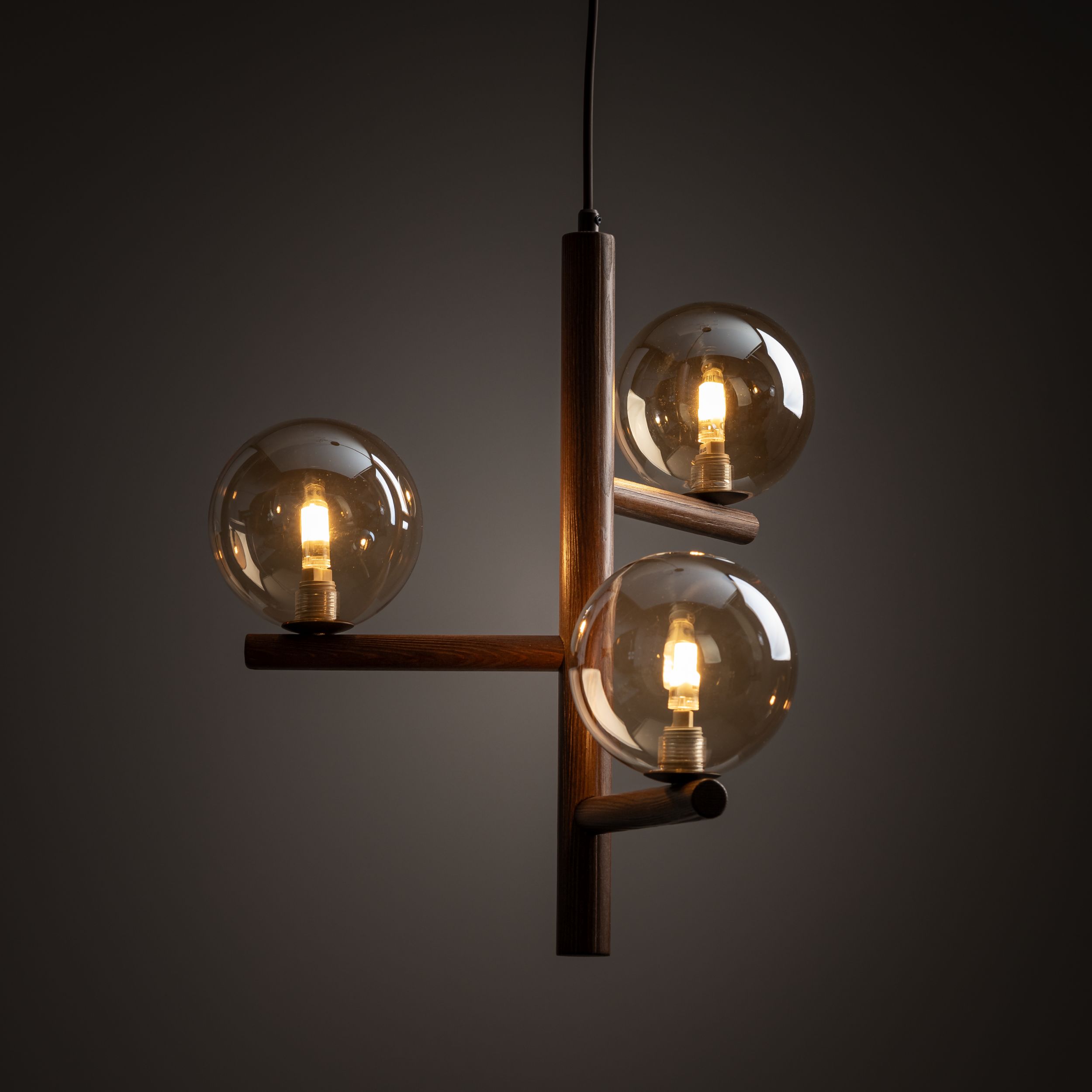 ESTERA WOOD ORZECH BURSZTYN LAMPA WISZACA 3XG9 - obrazek 2