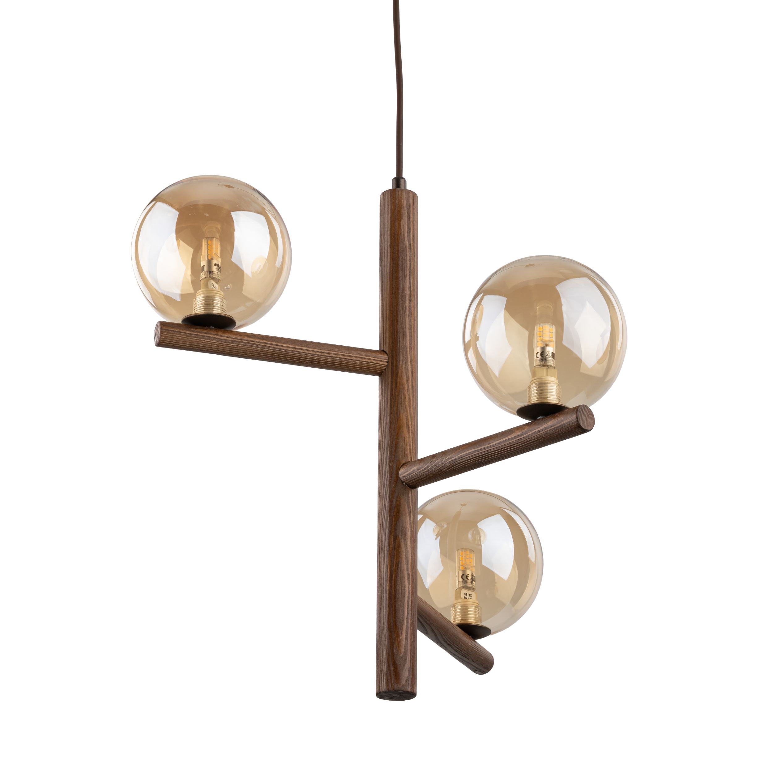 ESTERA WOOD ORZECH BURSZTYN LAMPA WISZACA 3XG9 - obrazek 3