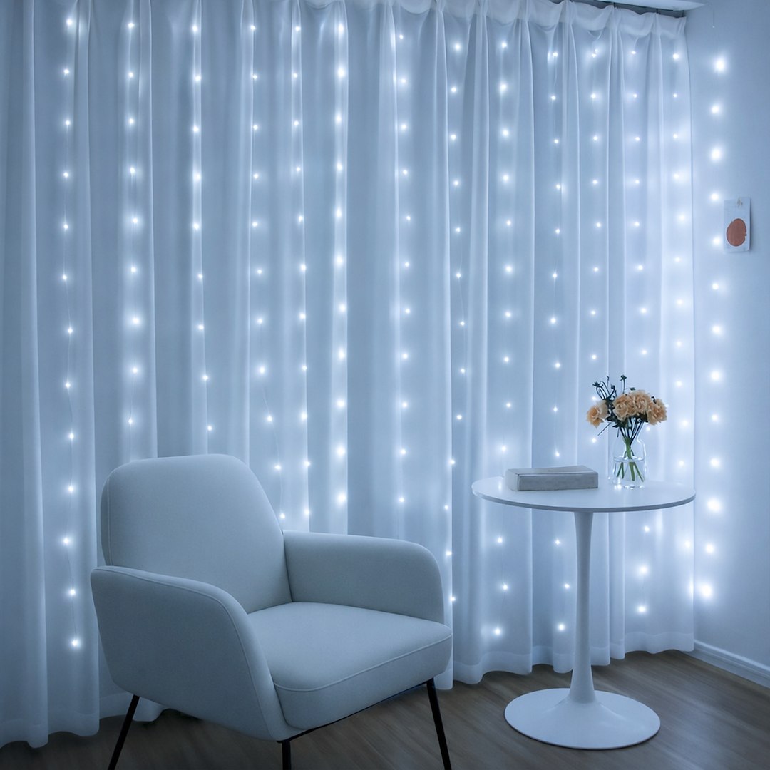 Kurtyna Okienna Girlanda Mery 300 LED USB Zimna 9000K - obrazek 3