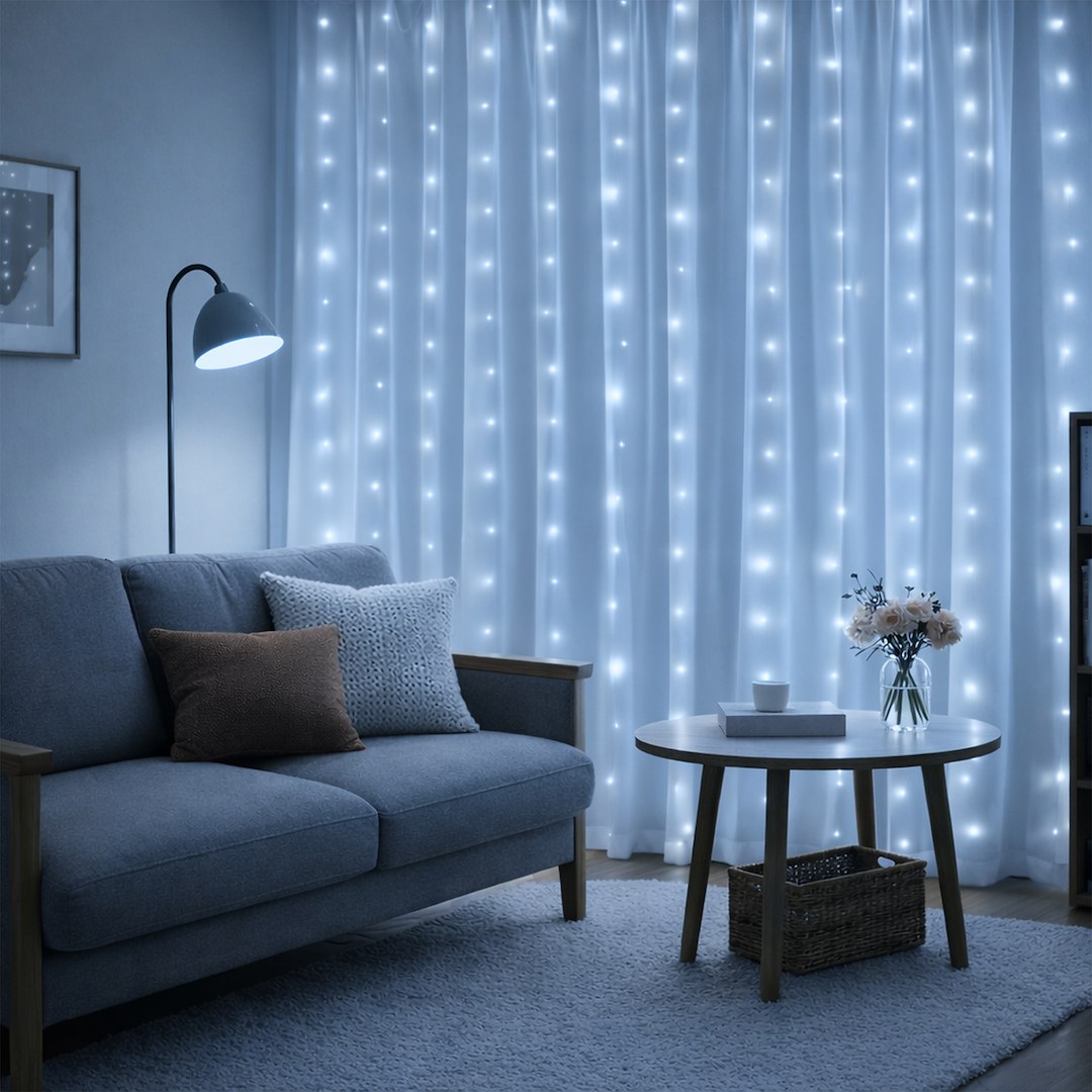 Kurtyna Okienna Girlanda Mery 300 LED USB Zimna 9000K - obrazek 4