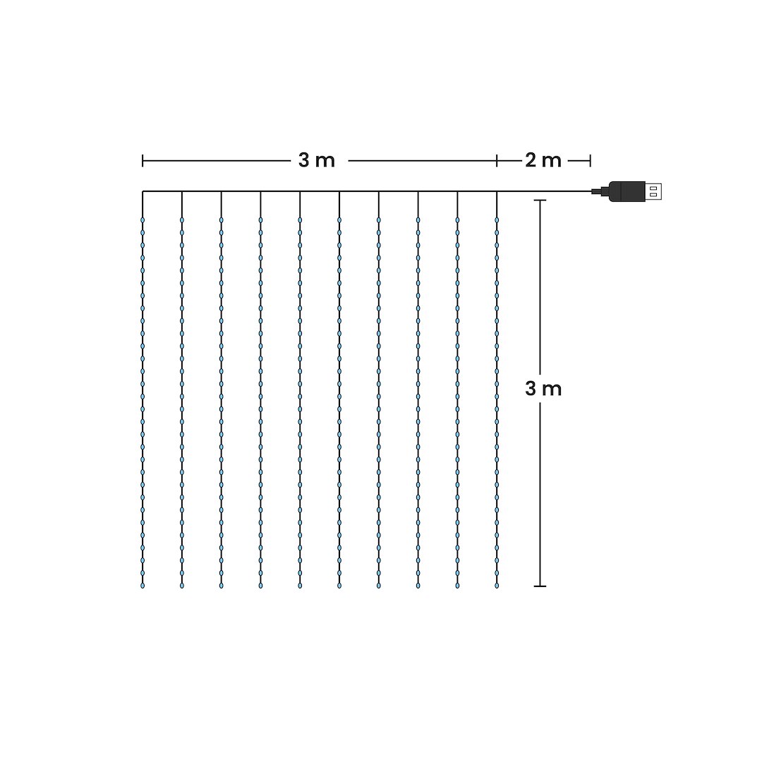 Kurtyna Okienna Girlanda Mery 300 LED USB Zimna 9000K - obrazek 7