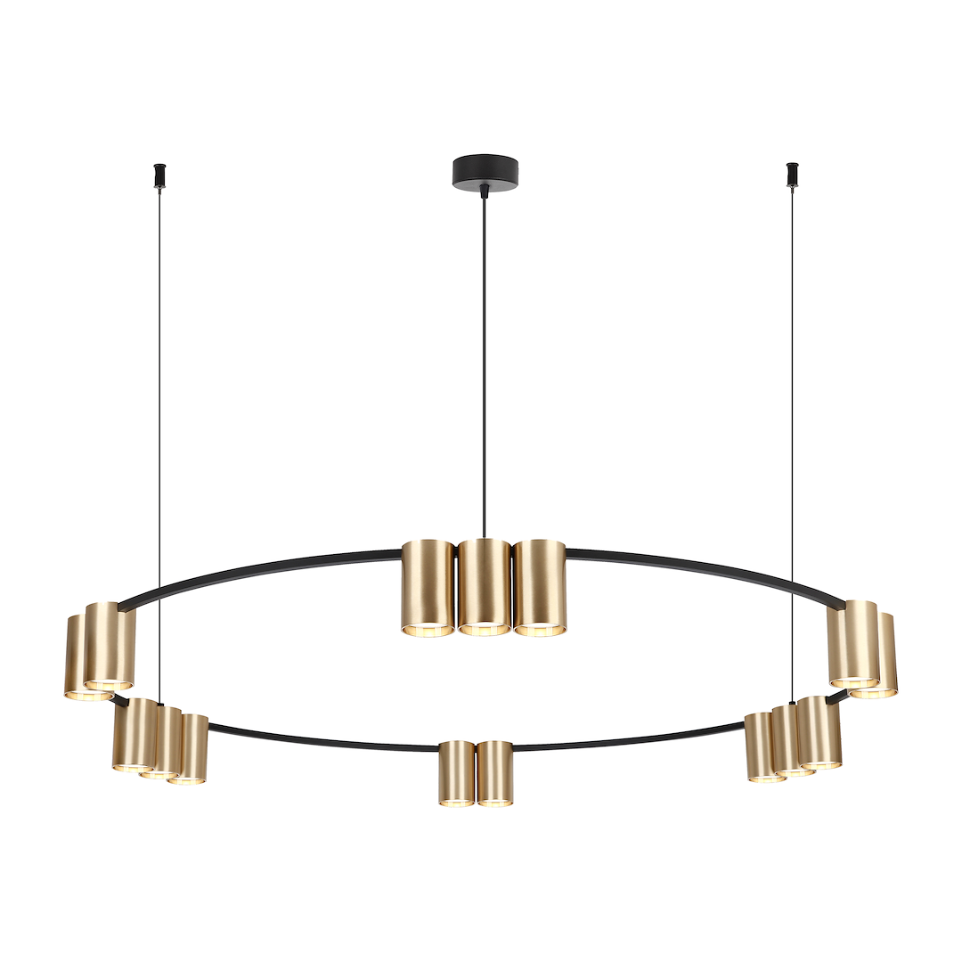 Lampa wisząca (koło) Genesis Czarny Złoty 15xGU10