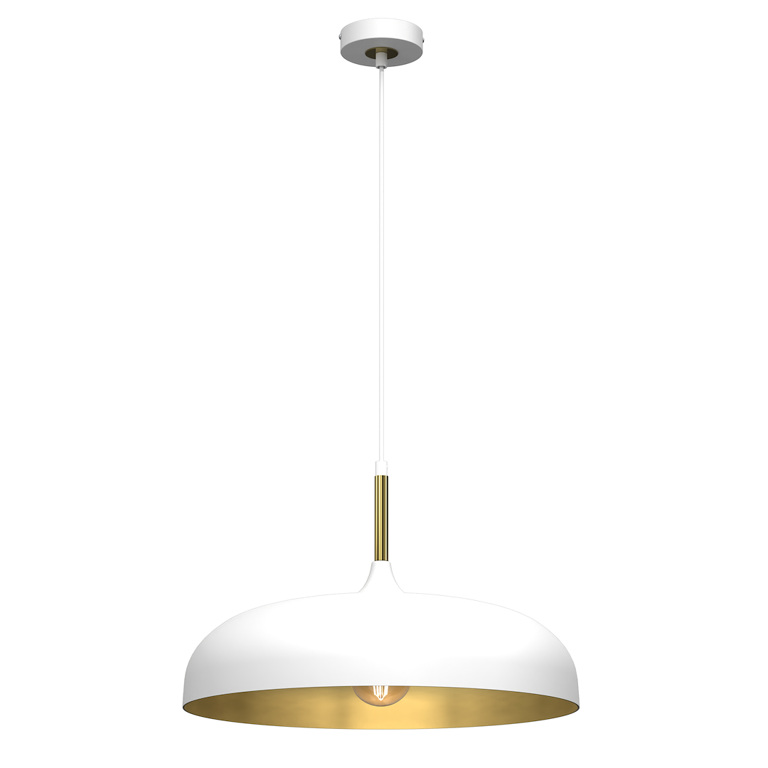 Lampa wisząca Lincoln 1xE27 45cm Biały/Złoty