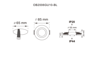 OB2006GU10-BL FINN OPRAWA SUFITOWA CZARNA/BLACK