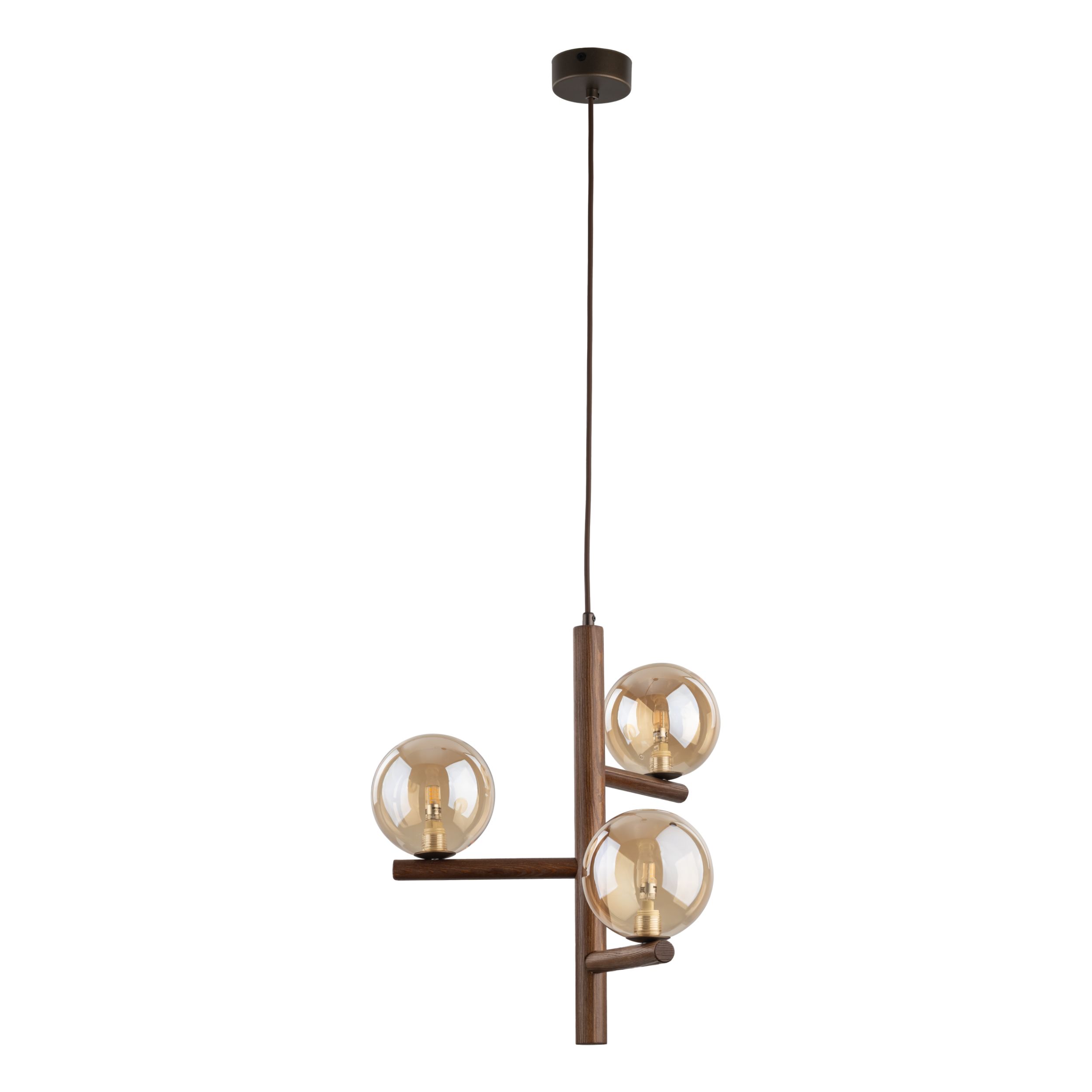 ESTERA WOOD ORZECH BURSZTYN LAMPA WISZACA 3XG9