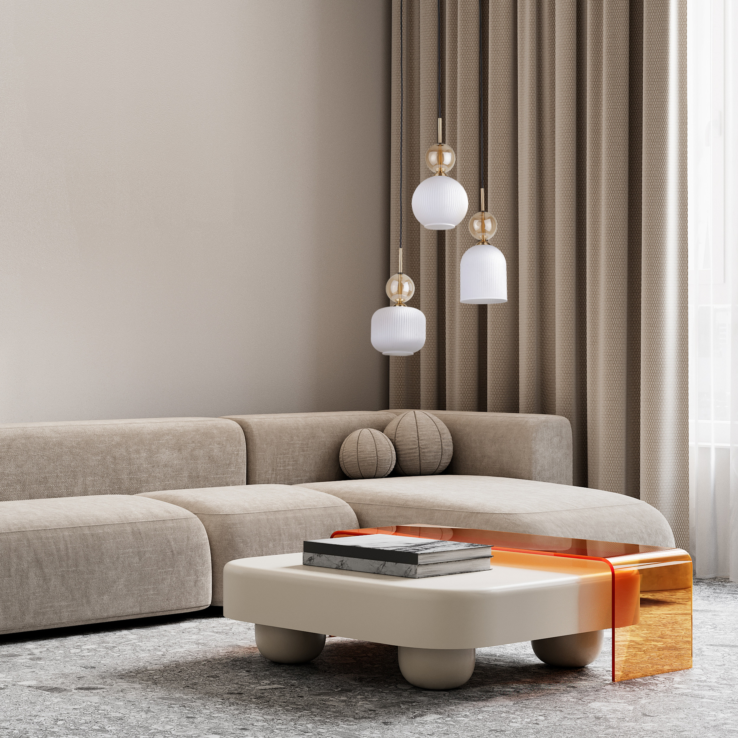 SOPHIA COGNACWHITE LAMPA WISZACA 3XE14 - obrazek 3