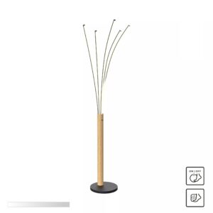 ML4767-3BMD VELDEN LAMPA PODŁOGOWA CZARNA-DREWNO/BLACK-WOOD