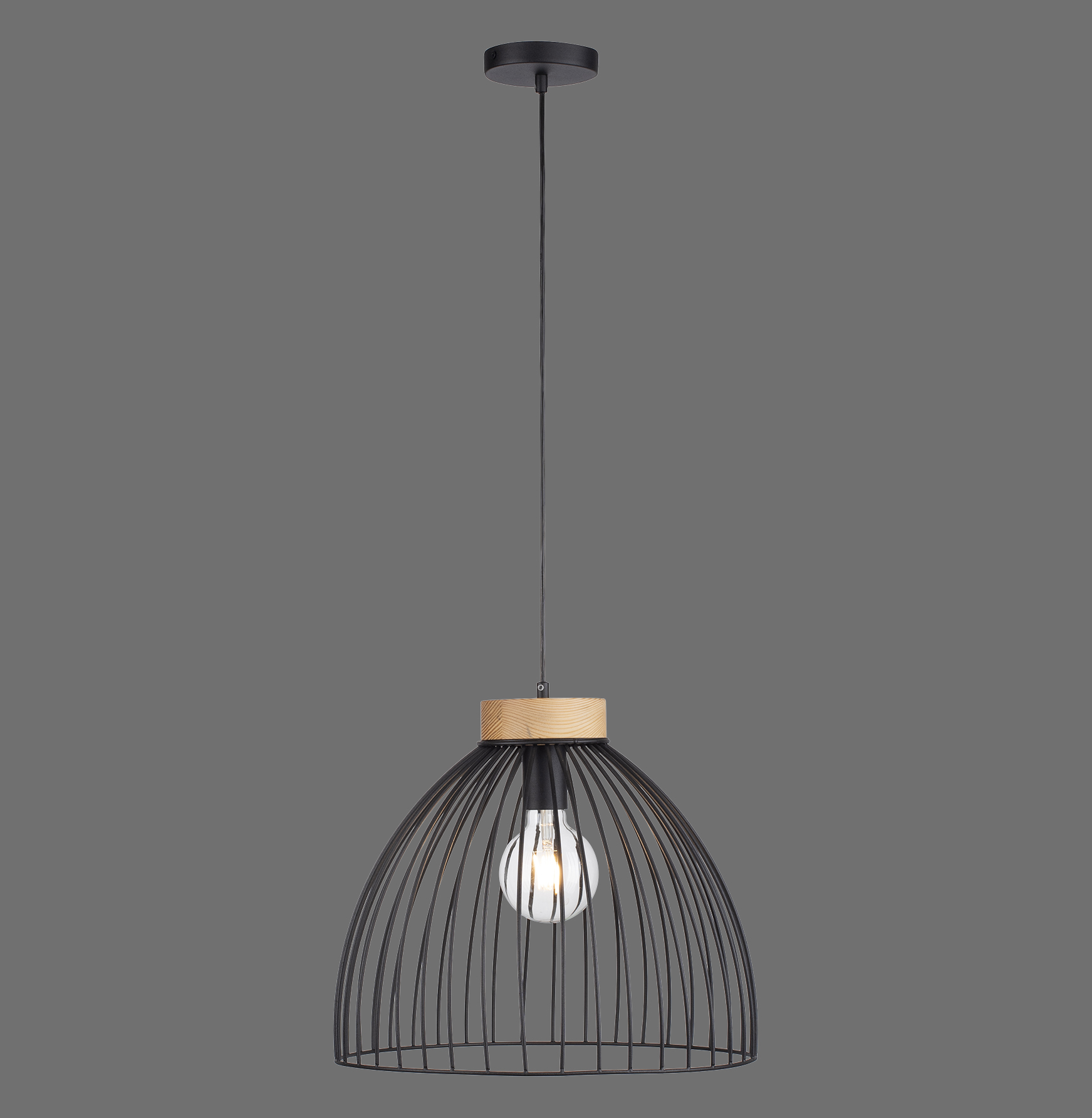 11419-18 LAMI LAMPA WISZĄCA CZARNY/DREWNO