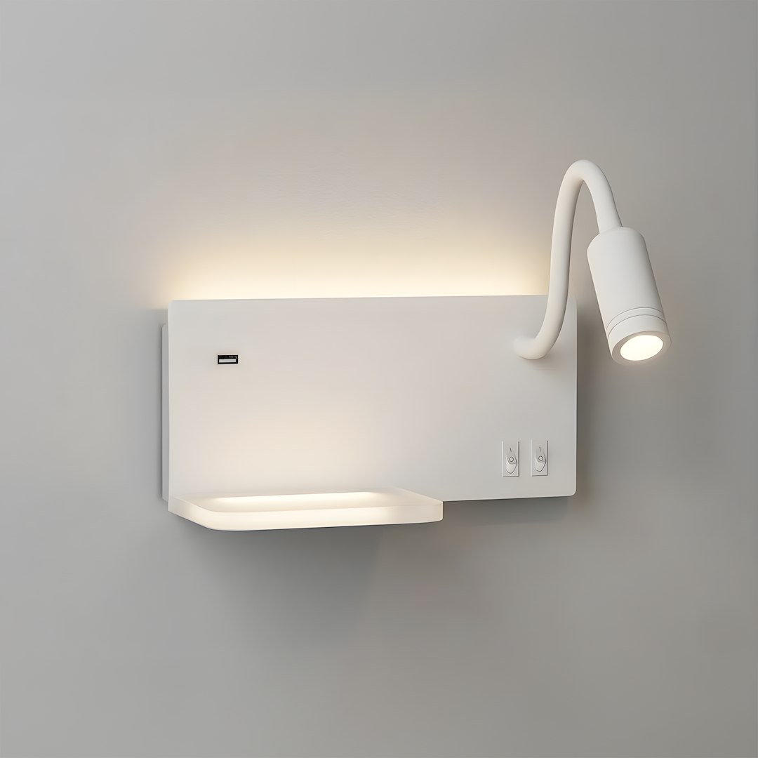 Lampa nocna z półką Shelf Led 4W+5W+2W prawa Biały