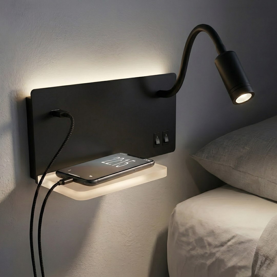 Lampa nocna z półką Shelf Led 4W+5W+2W prawa Czarny - obrazek 2