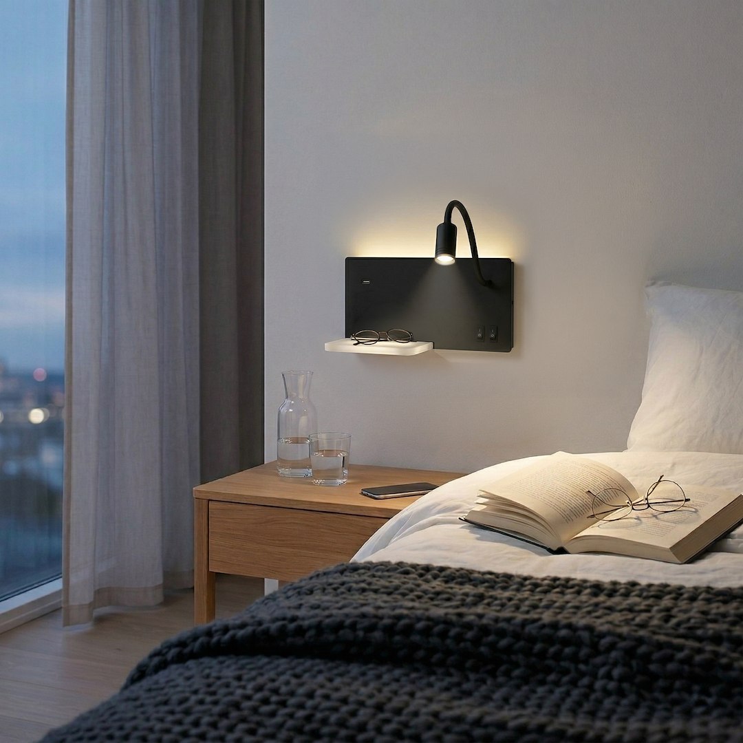 Lampa nocna z półką Shelf Led 4W+5W+2W prawa Czarny - obrazek 3