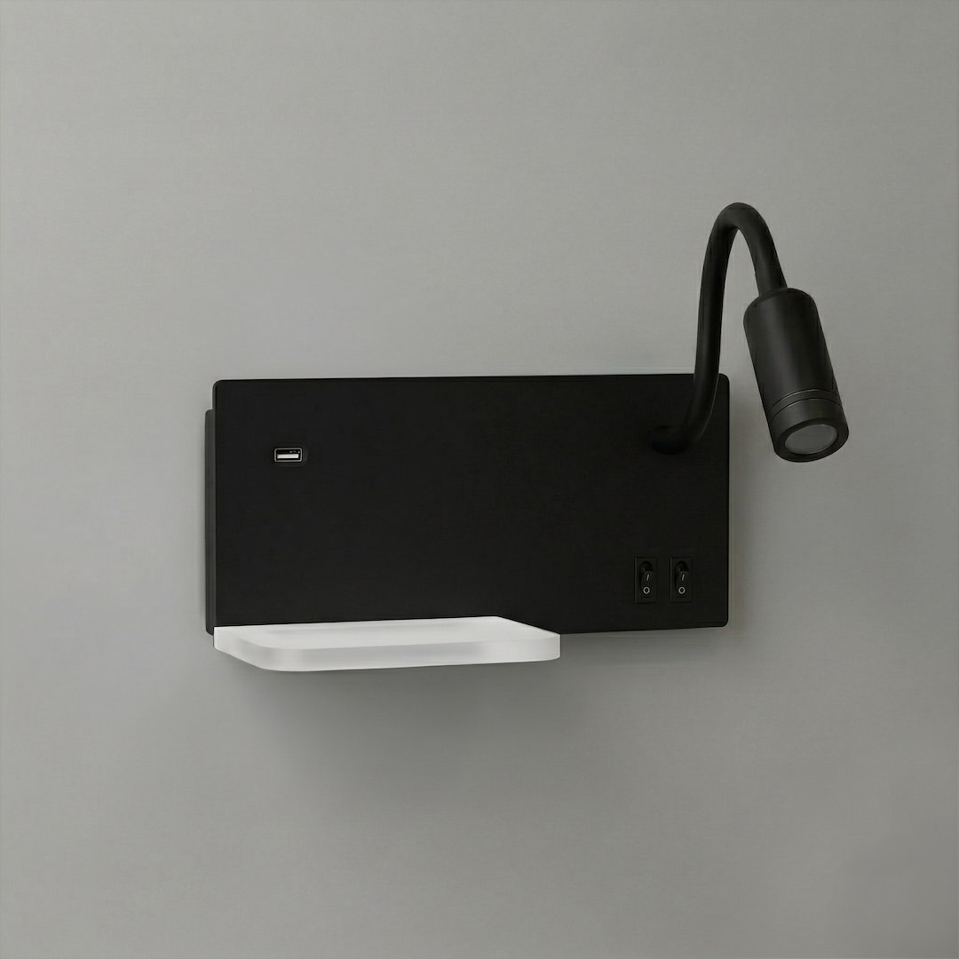 Lampa nocna z półką Shelf Led 4W+5W+2W prawa Czarny - obrazek 5