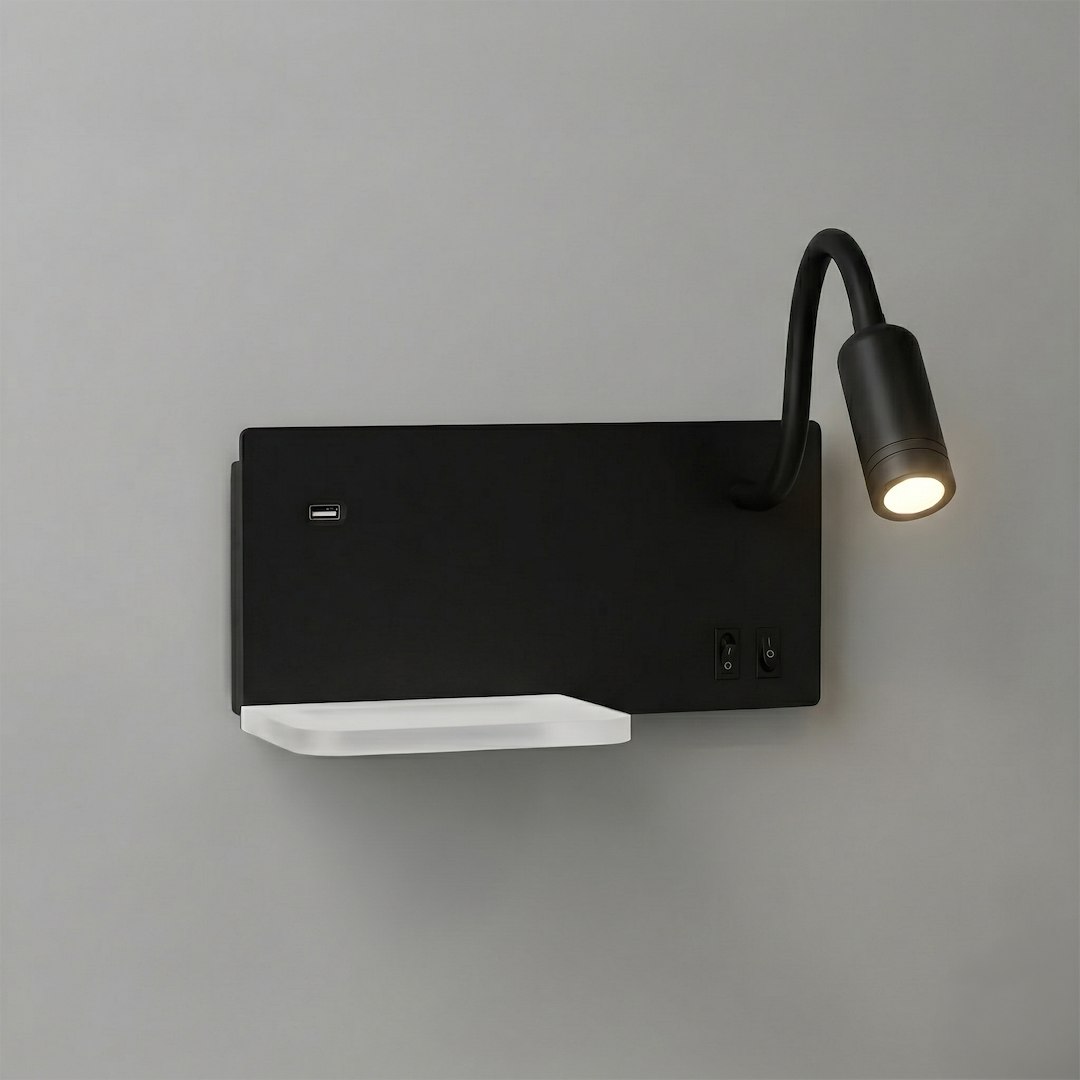 Lampa nocna z półką Shelf Led 4W+5W+2W prawa Czarny - obrazek 6