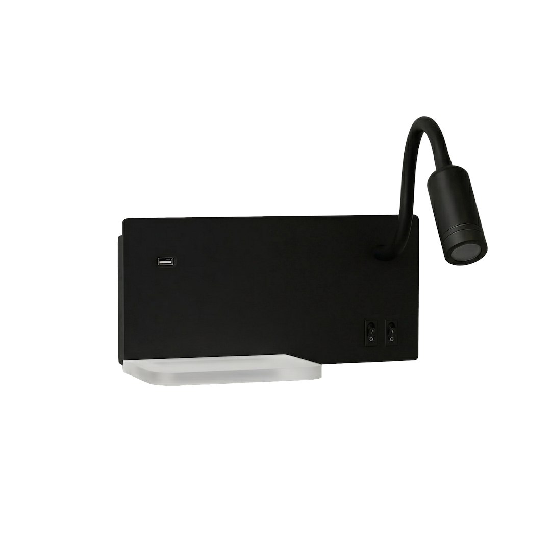 Lampa nocna z półką Shelf Led 4W+5W+2W prawa Czarny - obrazek 11