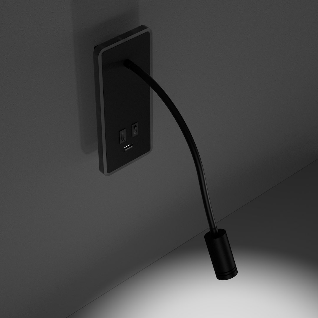Lampka nocna BASE 8W+2W BLACK - obrazek 3