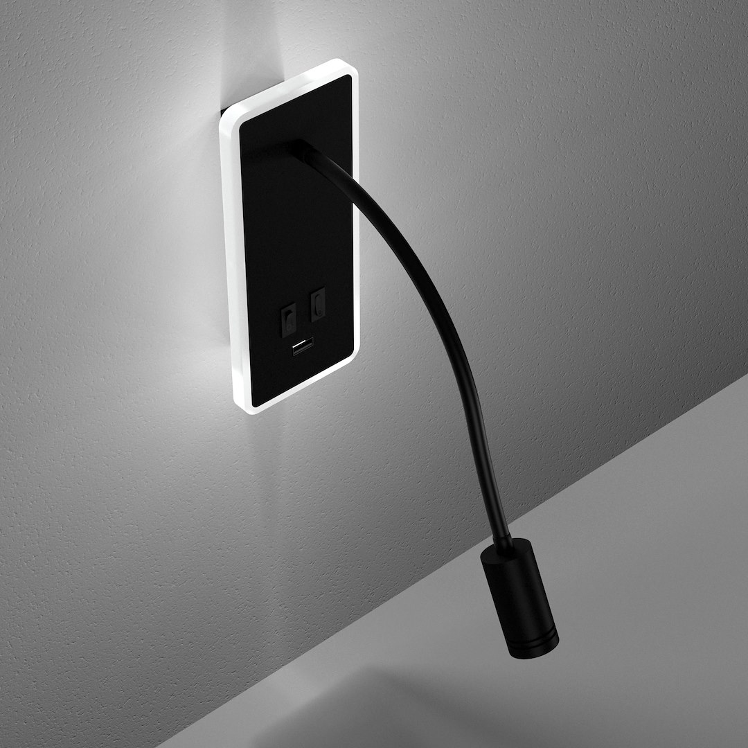 Lampka nocna BASE 8W+2W BLACK - obrazek 5
