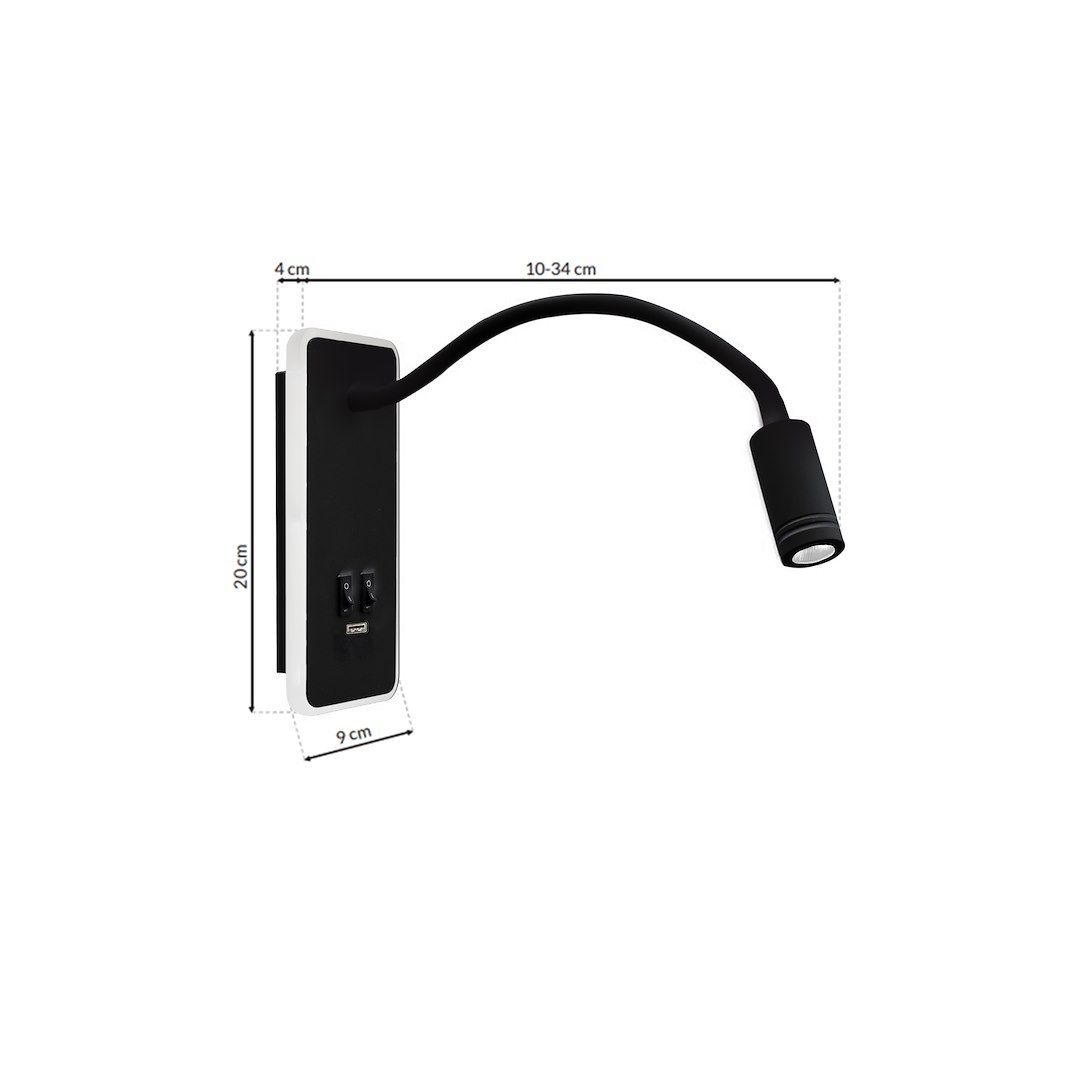 Lampka nocna BASE 8W+2W BLACK - obrazek 8