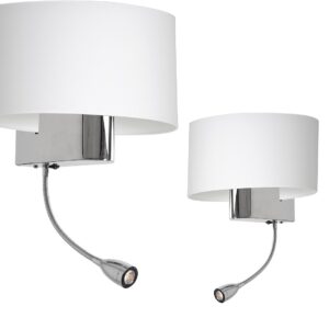 Kinkiet Casino 1xE27 + 1W LED Biały/Chrom