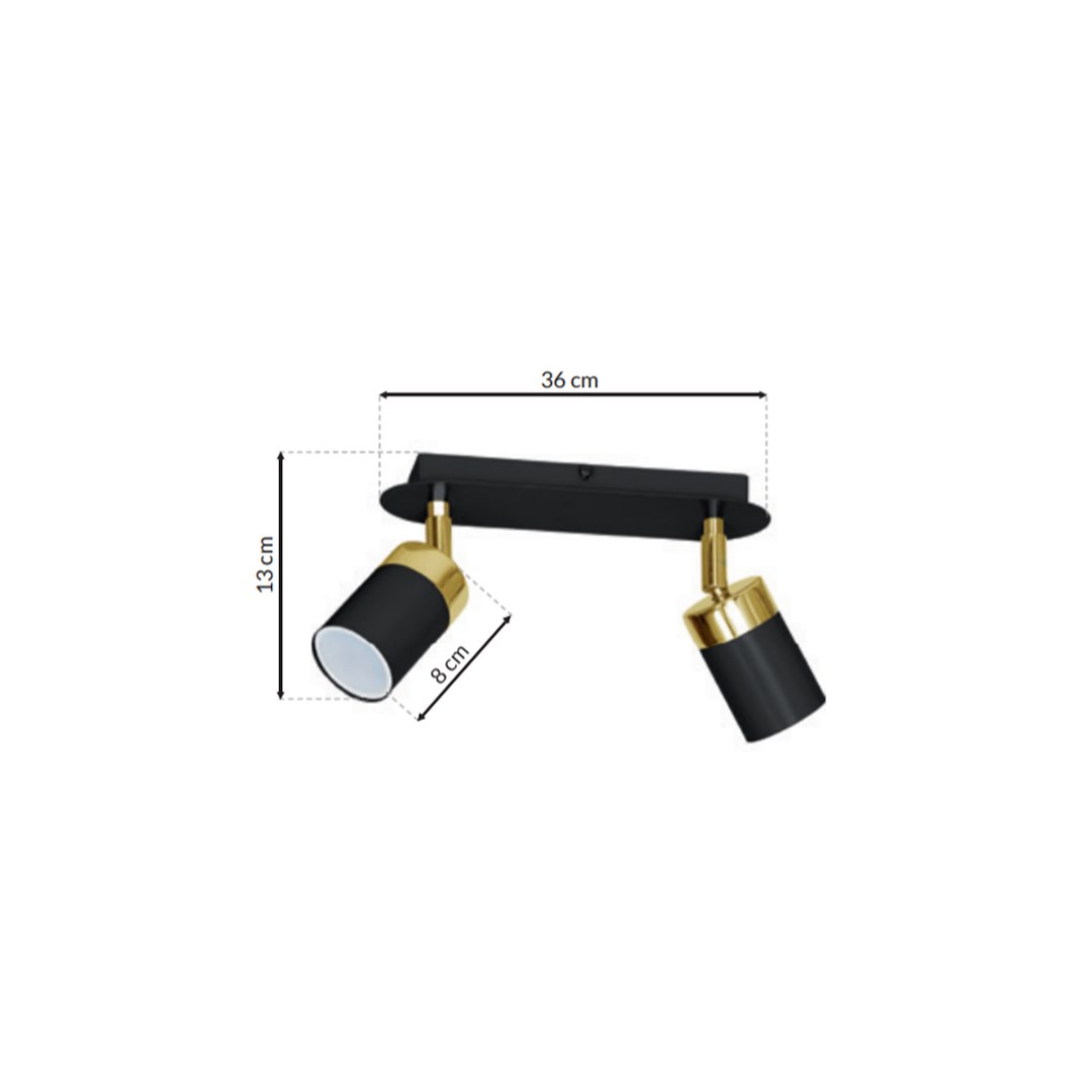 Lampa sufitowa JOKER BLACK/GOLD 2xGU10 - obrazek 7